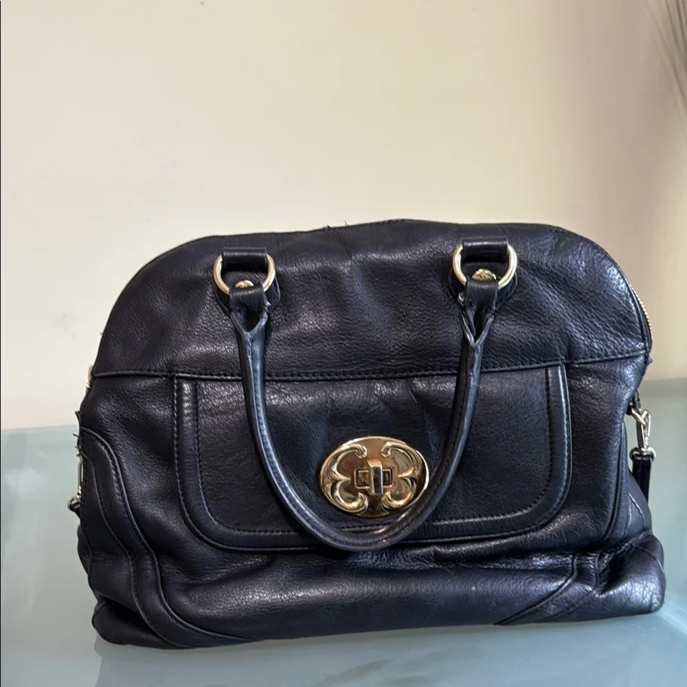 Emma Fox Bags Emma Fox Black Leather Satchel with Crossbody Strap Slouchy Bag